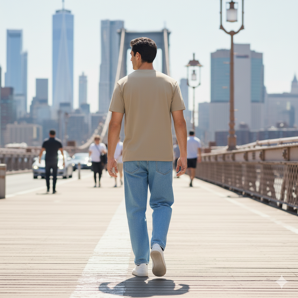 Navy Beige Kısa Kollu Tişört