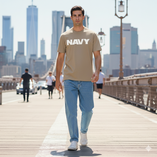 Navy Beige Kısa Kollu Tişört