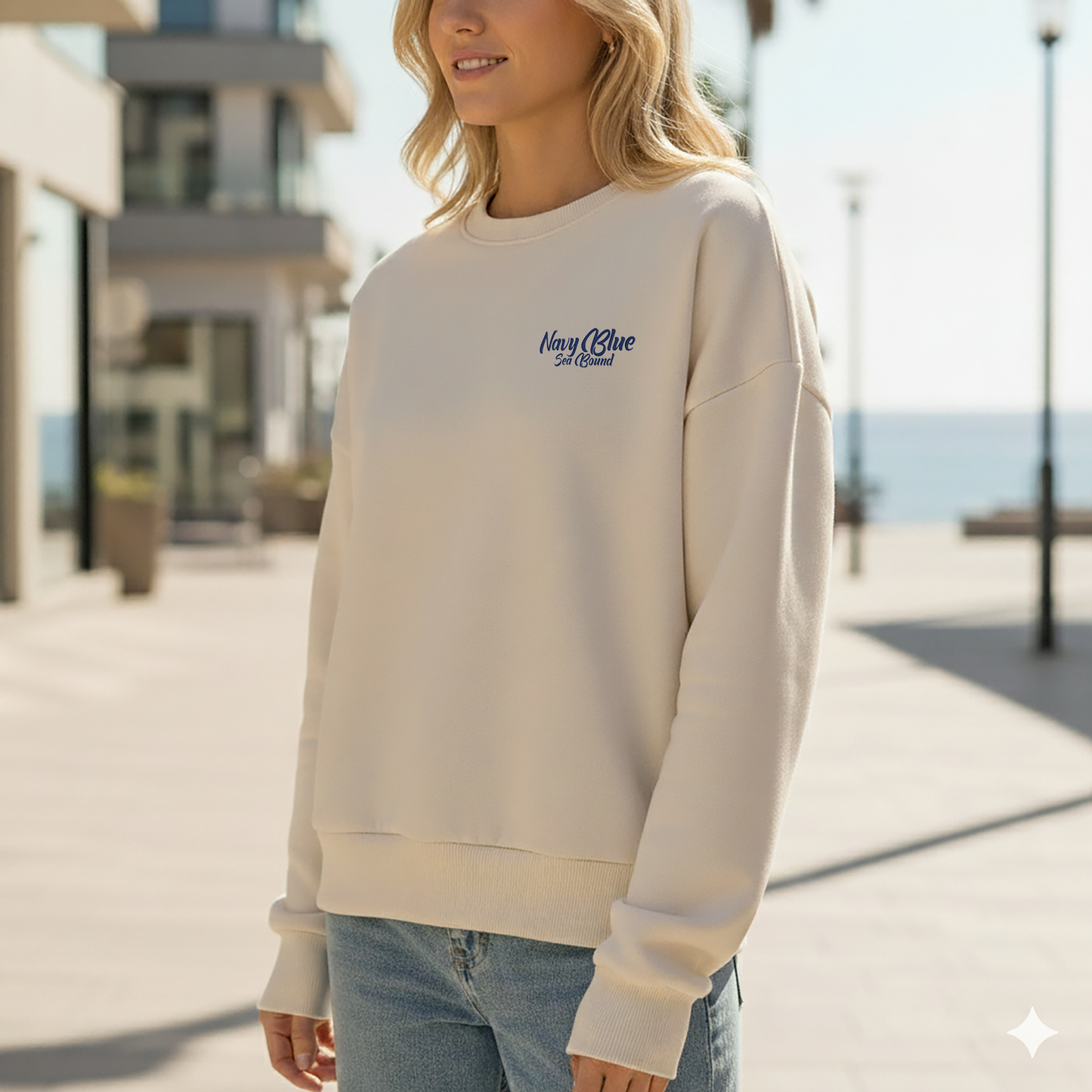 Vintage White Oversized Kadın Sweatshirt