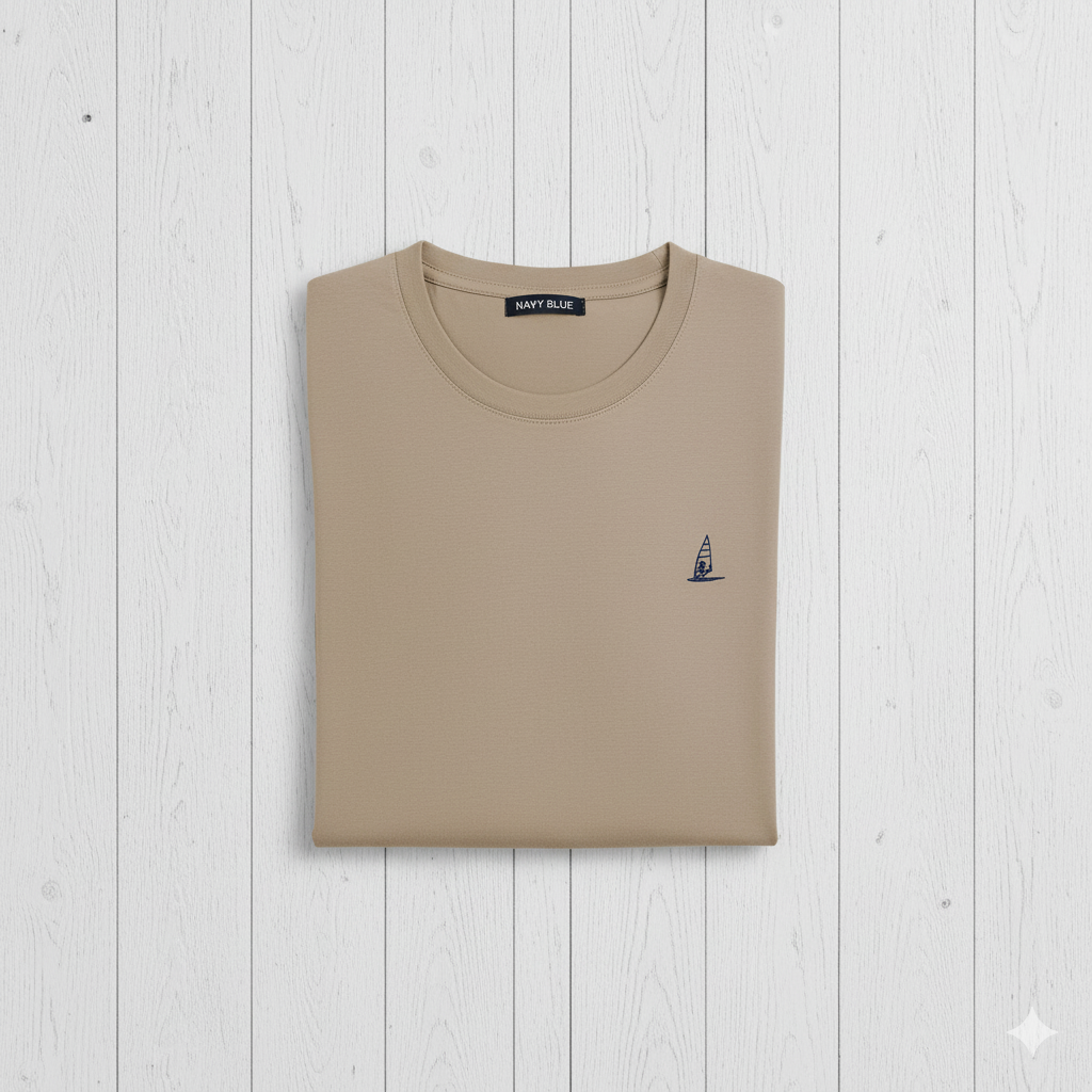 Logo Beige Kısa Kollu Tişört