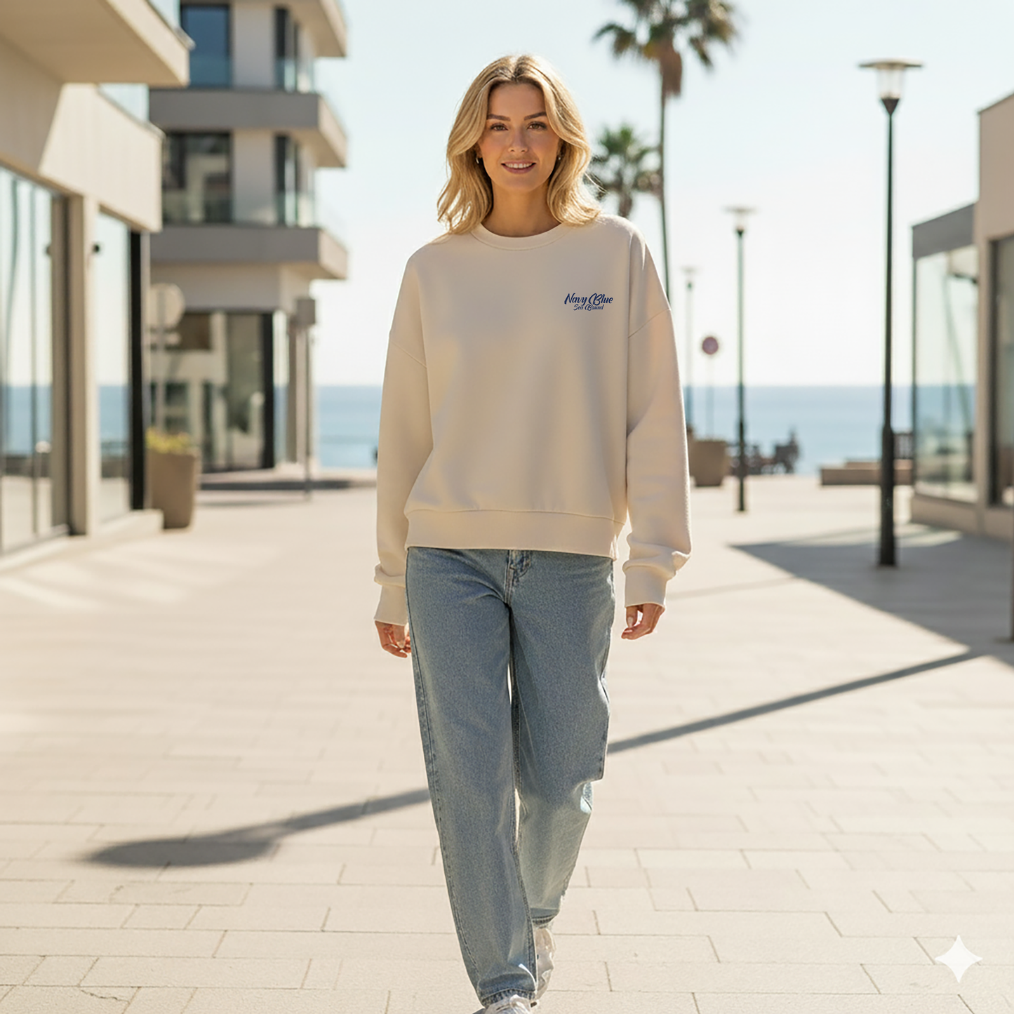 Vintage White Oversized Kadın Sweatshirt