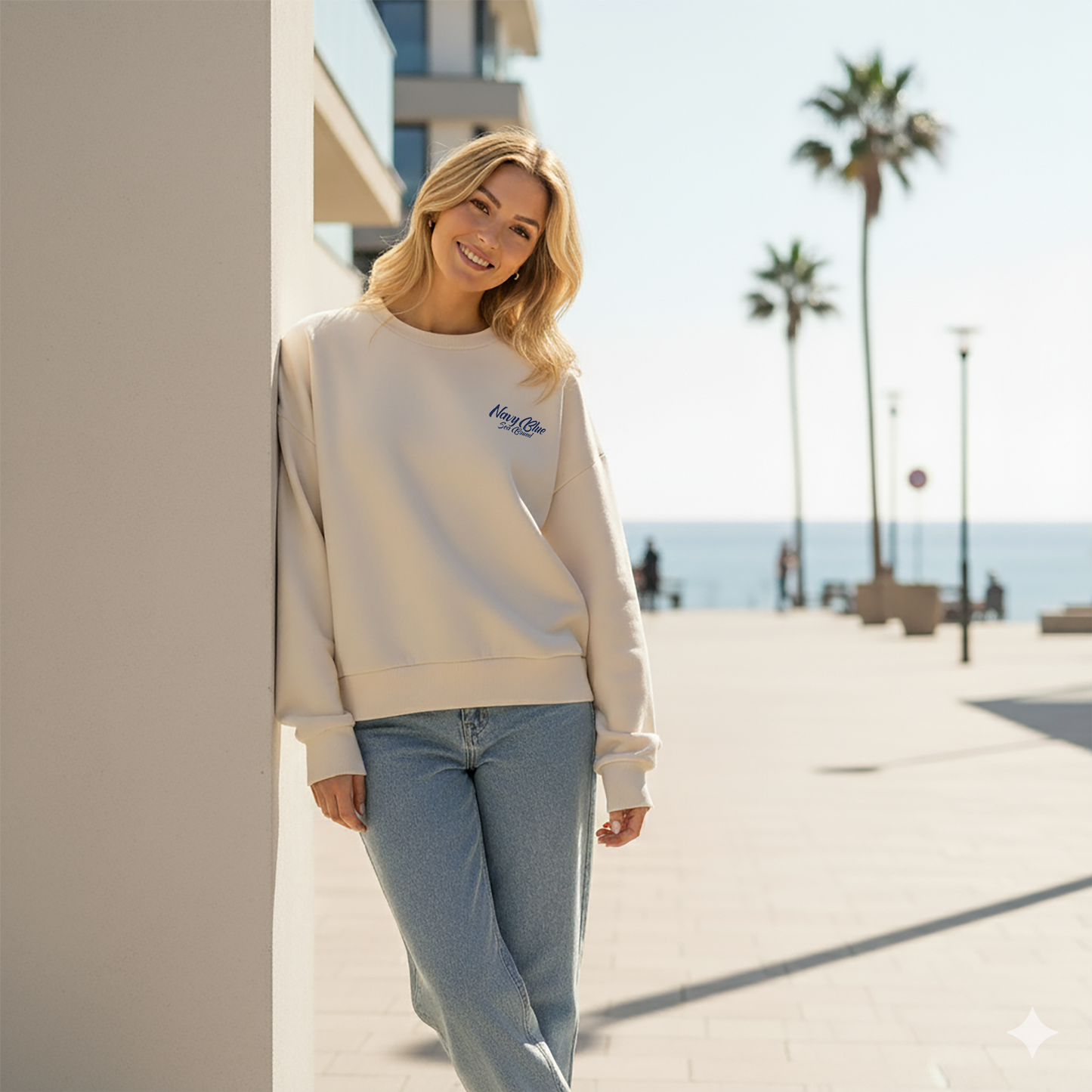 Vintage White Oversized Kadın Sweatshirt